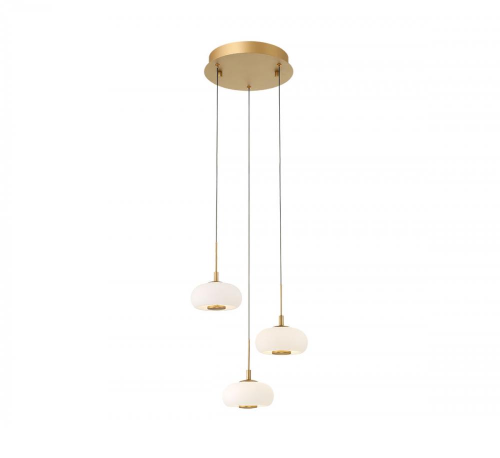 Adelfia, 3 Light Round LED Pendant, Painted Antique Brass