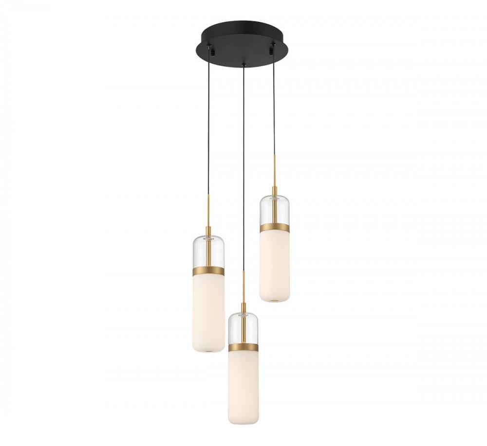 Verona, 3 Light Round LED Pendant, Matte Black