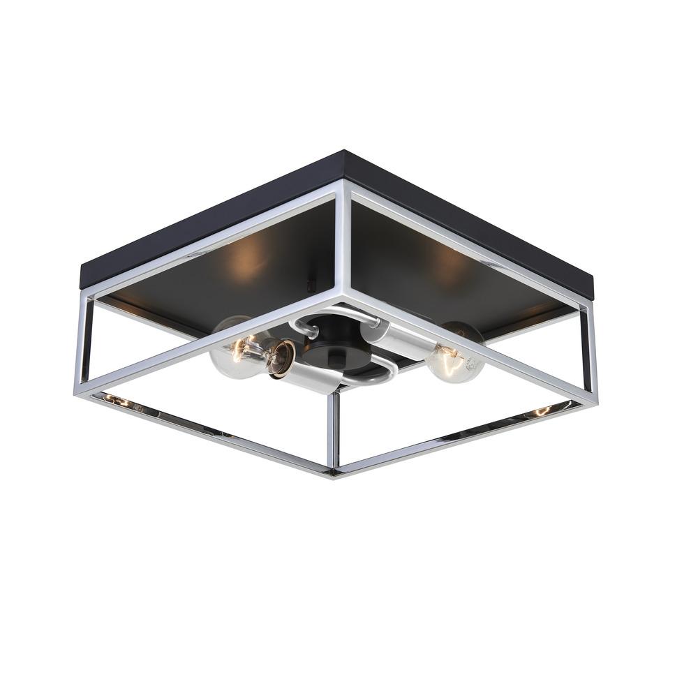 Avista Easton Flush Mount Square 2-Light Black & Chrome