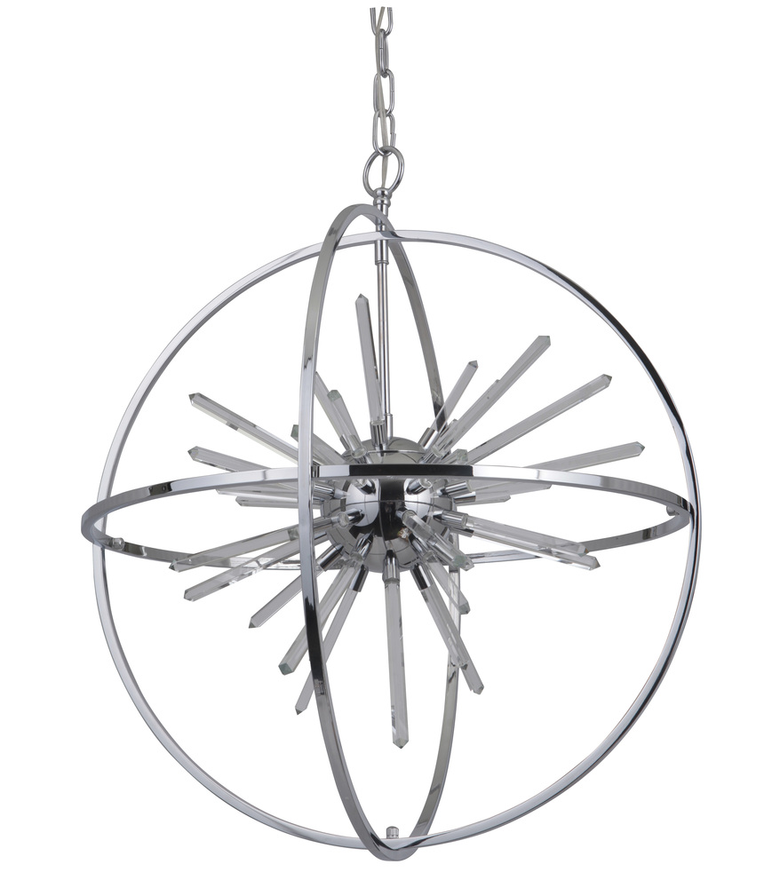 Nebula Starburst LED with Rings Pendant in Chrome