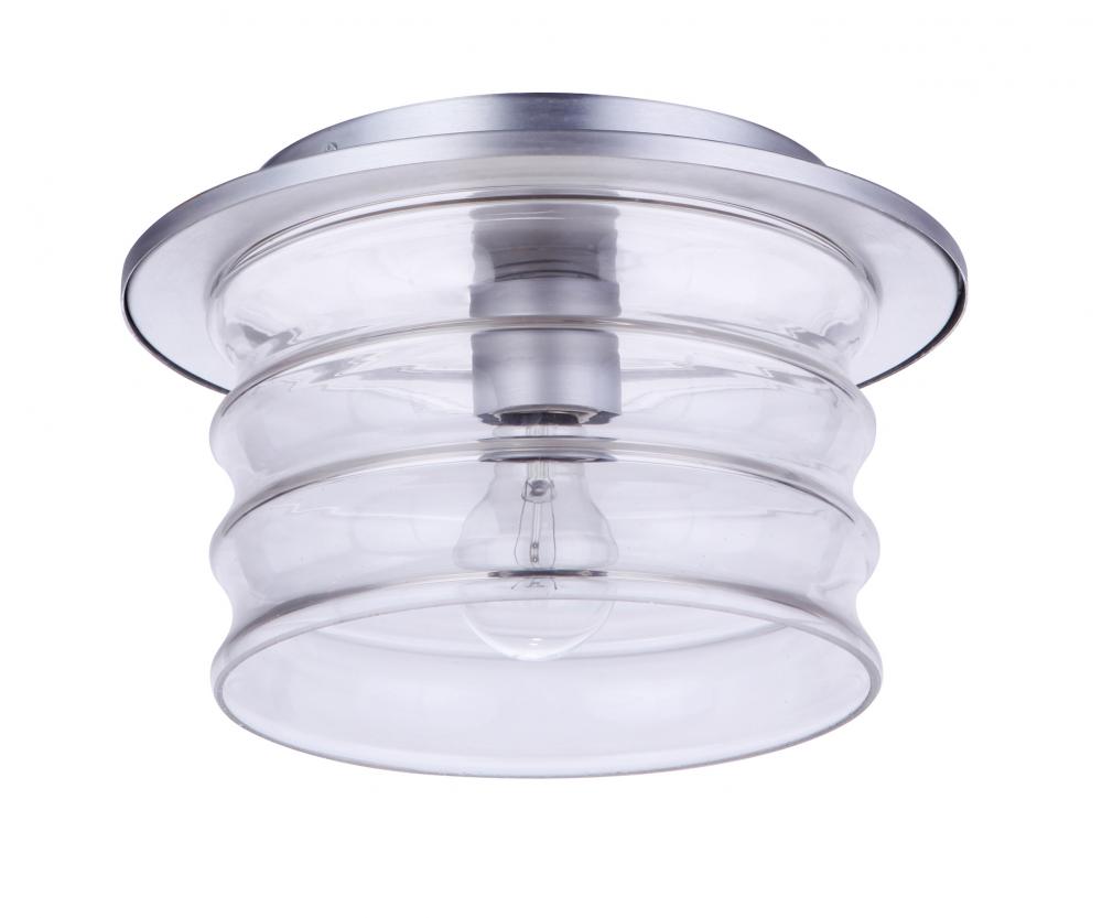 Canon 1 Light Outdoor Flush Mount in Satin Aluminum