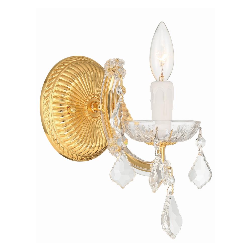 Maria Theresa 1 Light Hand Cut Crystal Gold Sconce