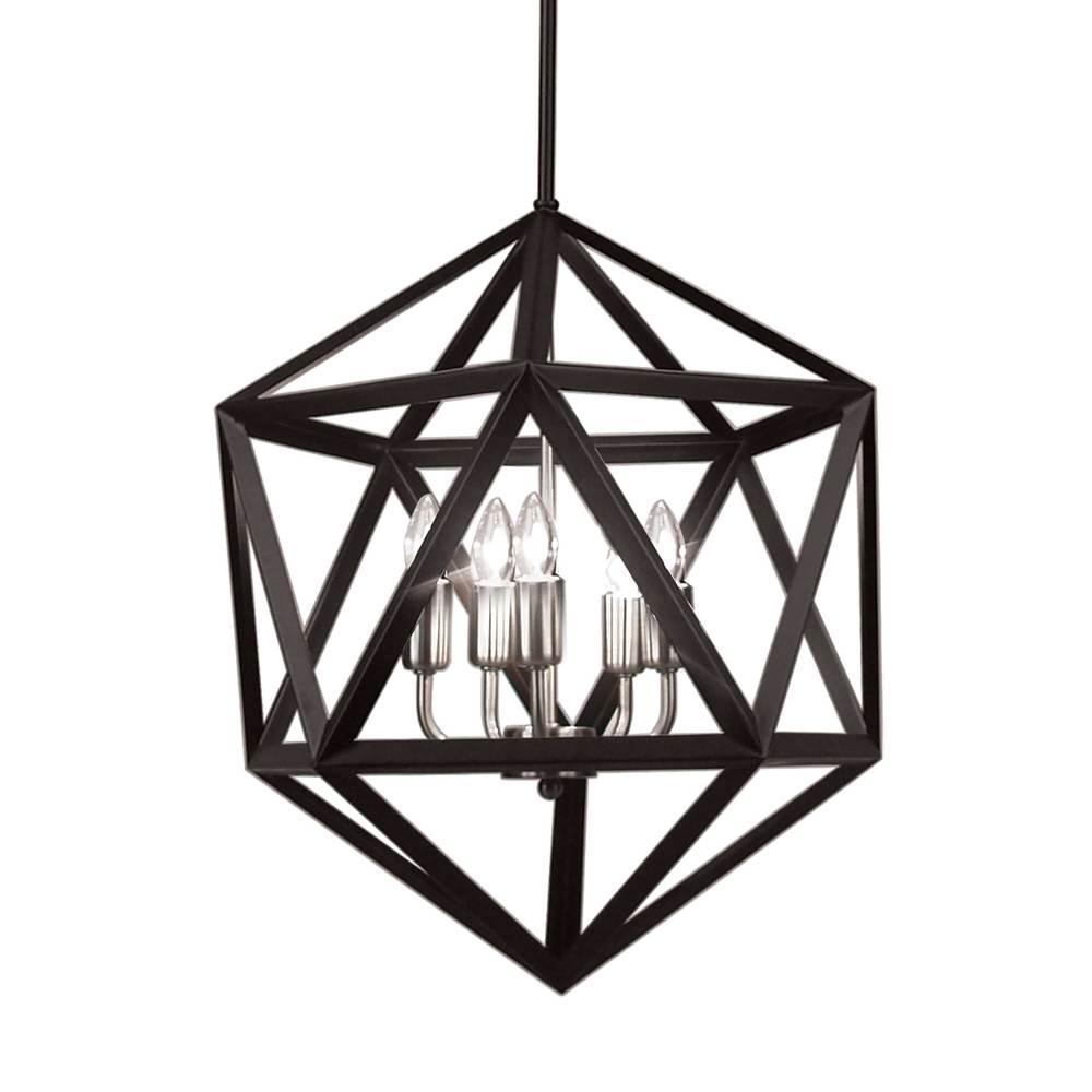 5 Light Chandelier,matte Blk/sc