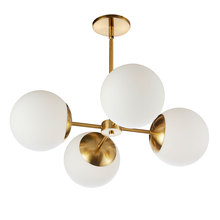 Dainolite DAY-244C-AGB - 4LT Chandelier,  AGB w/ WH Opal Glass