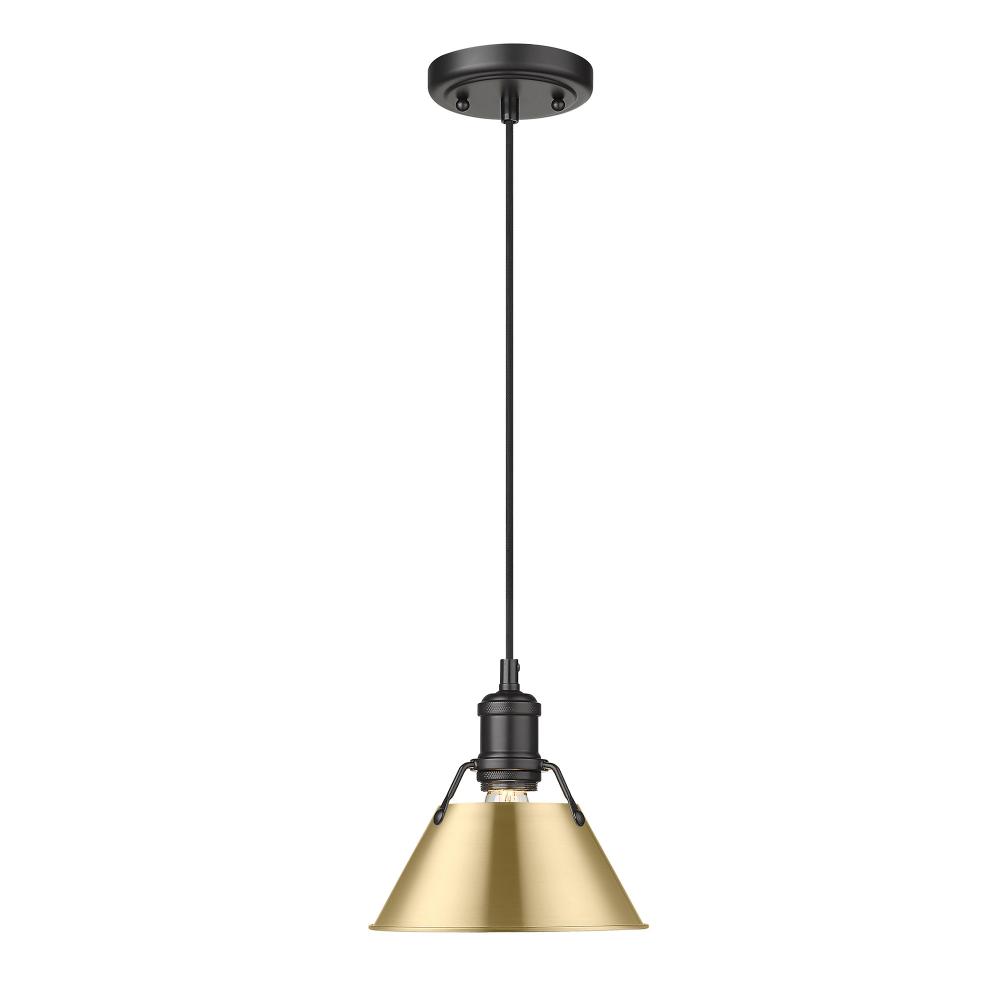 Orwell BLK Small Pendant - 7 in Matte Black with Brushed Champagne Bronze shade