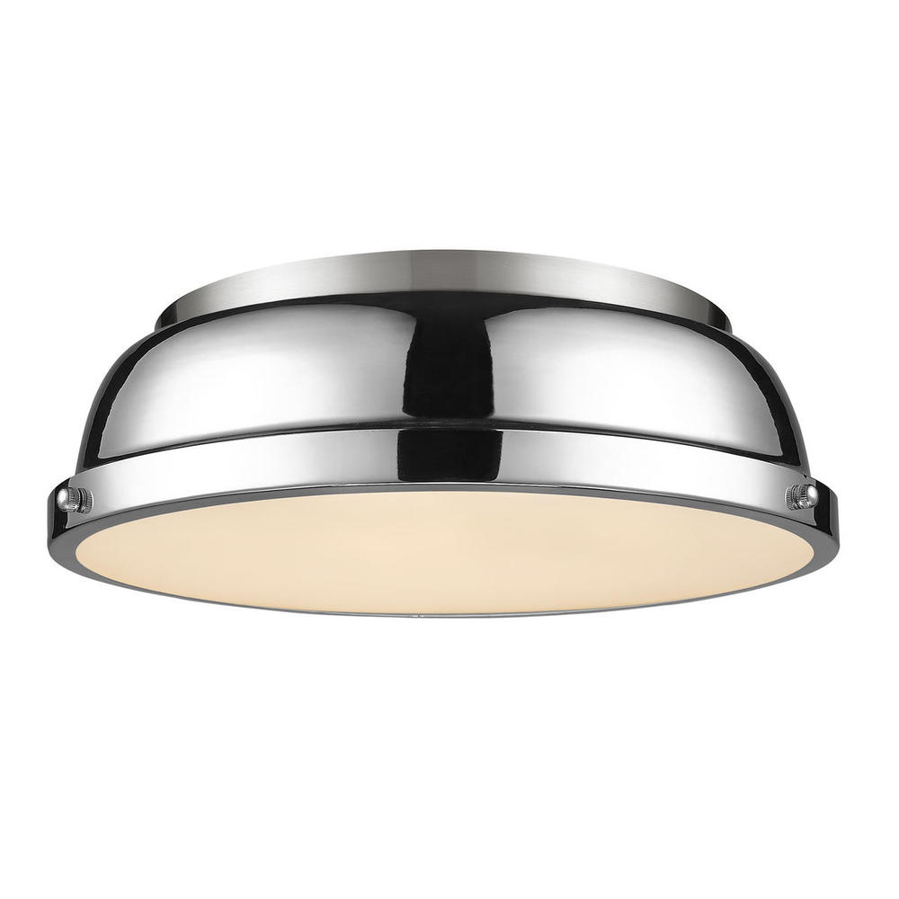 Duncan 14" Flush Mount in Pewter with Chrome