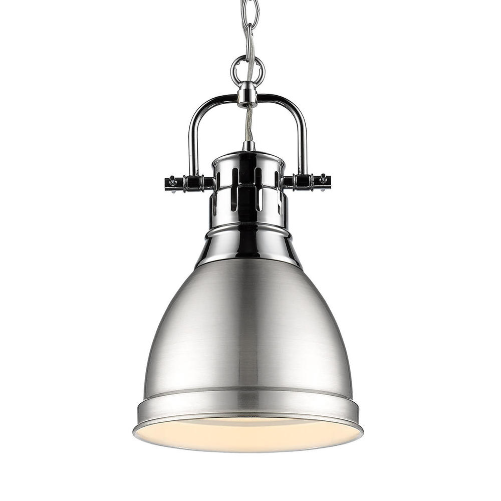 Duncan Small Pendant with Chain in Chrome with Pewter