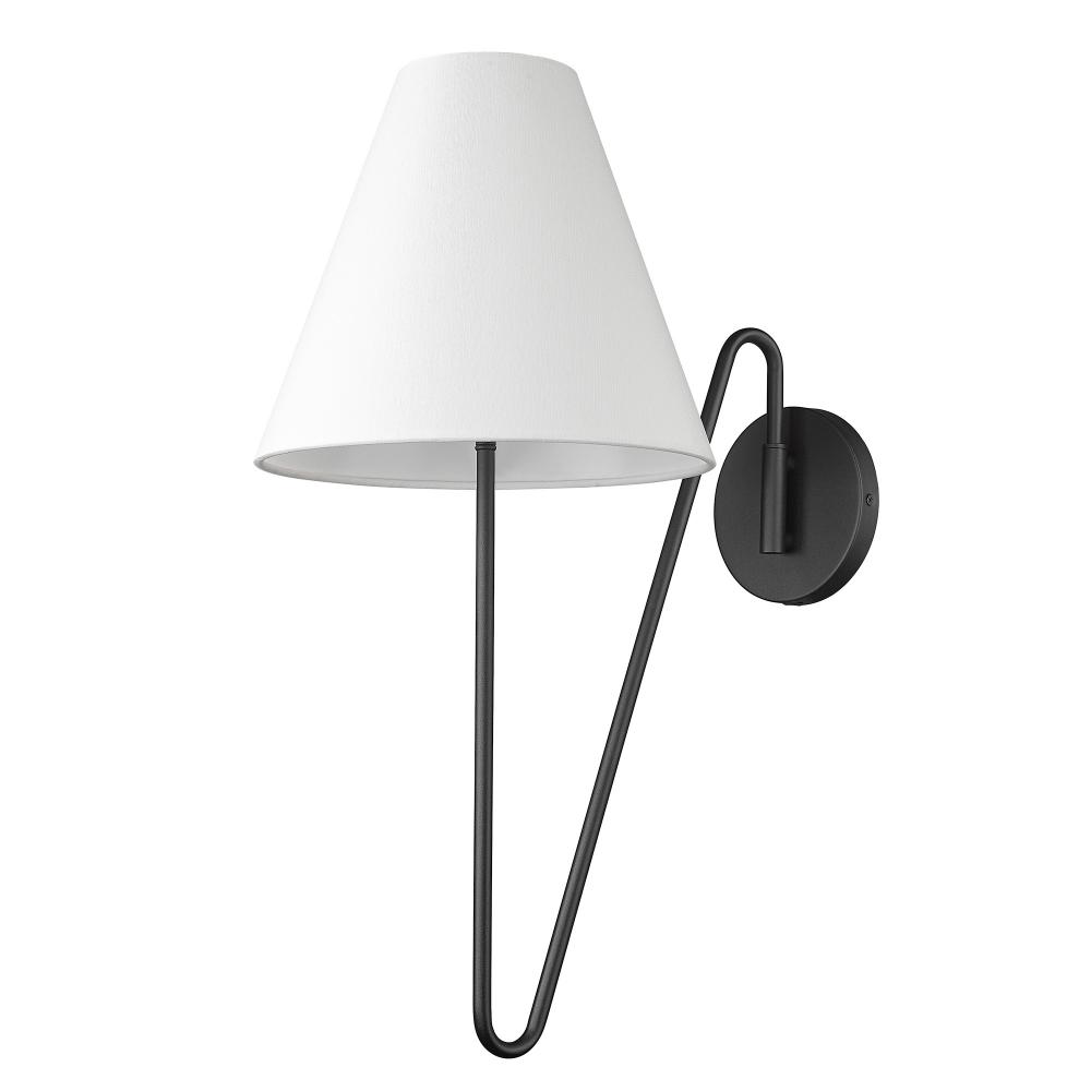 Kennedy 1 Light Articulating Wall Sconce in Natural Black with Ivory Linen Shade