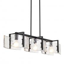 Golden Canada 3164-LP BLK-HWG - Aenon Linear Pendant in Matte Black with Hammered Water Glass Shade