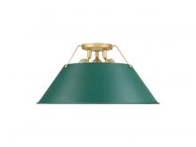 Golden Canada 3306-3FM BCB-GN - Orwell 3-Light Flush Mount in Brushed Champagne Bronze with Pine Green