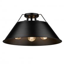 Golden Canada 3306-3FM BLK-BLK - Orwell BLK 3 Light Flush Mount in Matte Black with Matte Black shade