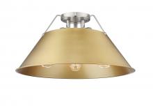 Golden Canada 3306-3FM PW-BCB - Orwell PW 3 Light Flush Mount in Pewter with Brushed Champagne Bronze shade