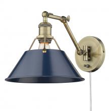 Golden Canada 3306-A1W AB-NVY - Orwell Articulating Wall Sconce in Aged Brass with Matte Navy