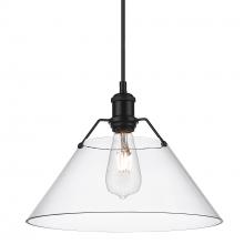 Golden Canada 3306-L BLK-CLR - Orwell BLK Large Pendant - 14" in Matte Black with Clear Glass