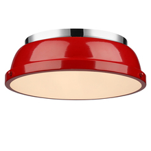 Golden Canada 3602-14 CH-RD - Duncan 14" Flush Mount in Chrome with a Red Shade