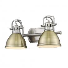 Golden Canada 3602-BA2 PW-AB - Duncan 2 Light Bath Vanity in Pewter with Aged Brass Shades