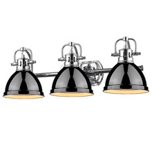 Golden Canada 3602-BA3 CH-BK - Duncan 3 Light Bath Vanity in Chrome with a Black Shade