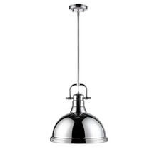 Golden Canada 3604-L CH-CH - Duncan 1 Light Pendant with Rod in Chrome with a Chrome Shade