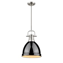 Golden Canada 3604-S PW-BK - Duncan Small Pendant with Rod in Pewter with a Black Shade