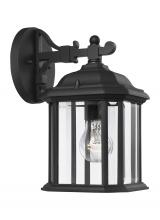 Generation Lighting 84029-12 - Kent traditional 1-light outdoor exterior small wall lantern sconce in black finish with clear bevel