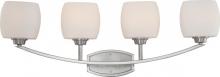 Nuvo 60/4184 - Helium - 4 Light Vanity with Satin White Glass - Brushed Nickel Finish