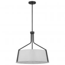 Nuvo 60/7669 - Livingston; 4 Light Pendant; Medium Base; 60 Watt; Matte Black Finish; White Linen Fabric Shade