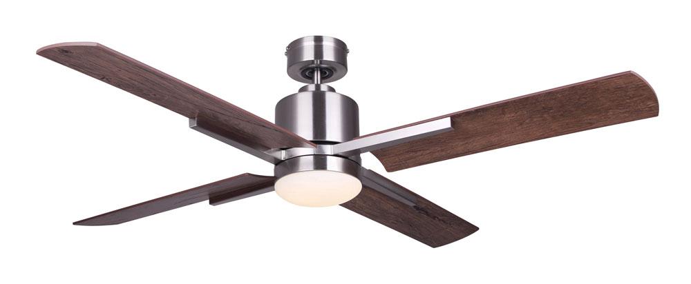 LOXLEY BN, Fan 52", 4 Plywood Blades, Weathered Chestnut, 7" Flat Opal Glass, Dual, 1x20W