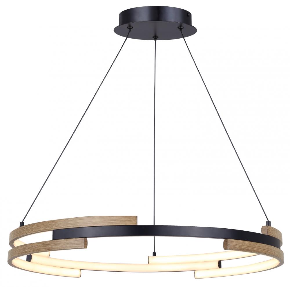 AZRIA 6 Light Matte Black Mid Century Modern Chandelier with Integrated LED for Dining Rooms and Liv