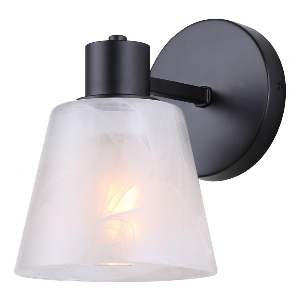 LUELLE 6 in. 1 Light Black Sconce with Clear Glass Shade