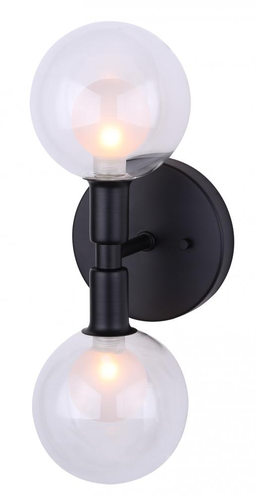 Healey 2 Light Sconce, Black Finish