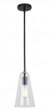 Canarm IPL1144A01BK - LUISA 60-Watt 1 Light Black Mid Century Modern Pendant with Clear Glass Shade