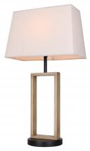 Canarm ITL2141B26BKB - Burke 1 Light Table Lamp with Matte Black and Brushed Brown Finish and Natural Cream Shade