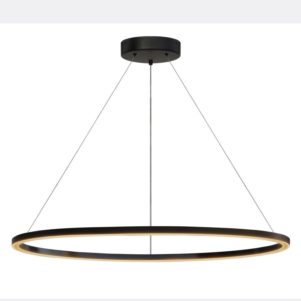 Sydney LED 32 Inch Ring Ceiling Light Black Contemporary Dining Room, Entry, Foyer Chandelier Light