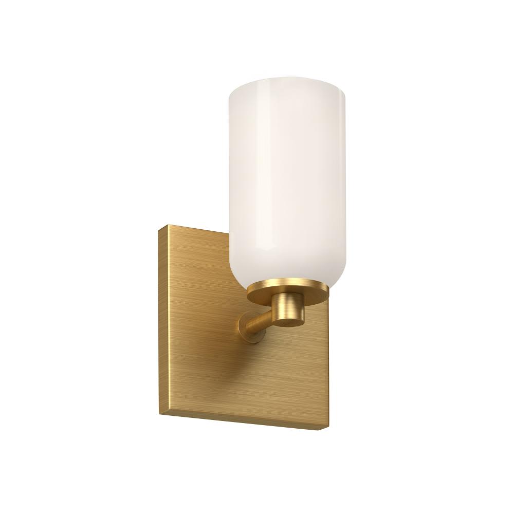 Nola 3-in Brushed Gold/Glossy Opal Glass Socket Wall Sconce