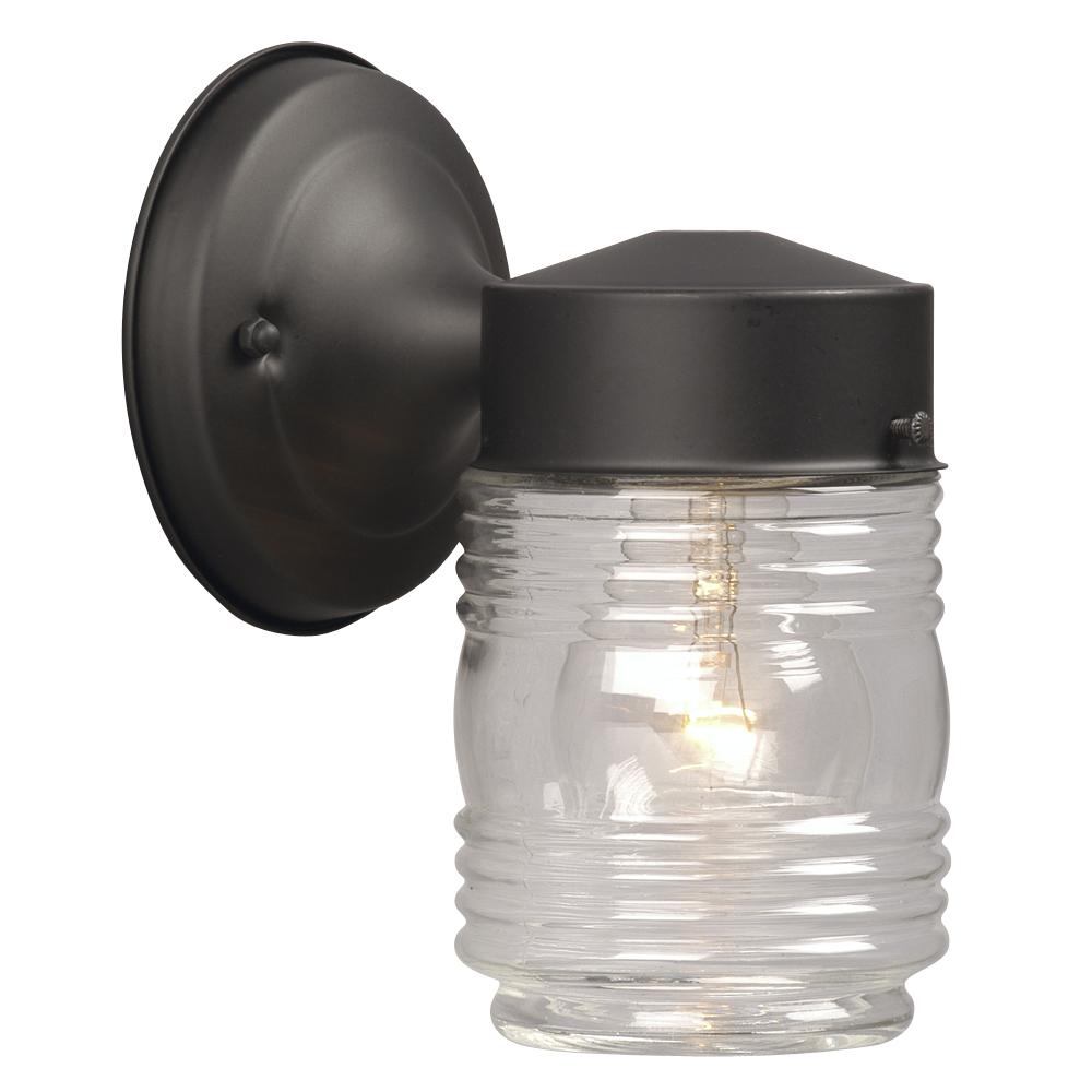 Outdoor Wall Fixture - Black w/ Clear Jam Jar Glass