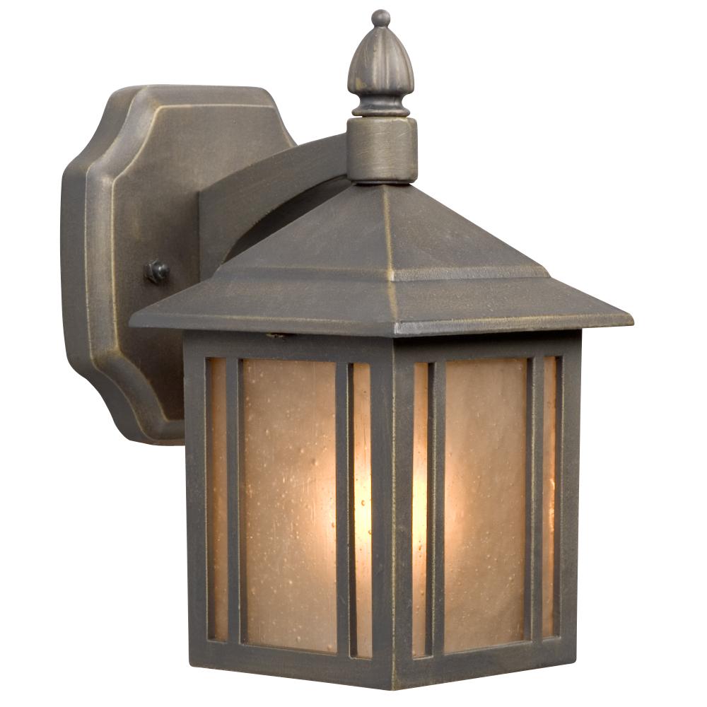 Outdoor Cast Aluminum Lantern - Oil Rubbed Bronze w/ Peach Amber Linen Glass