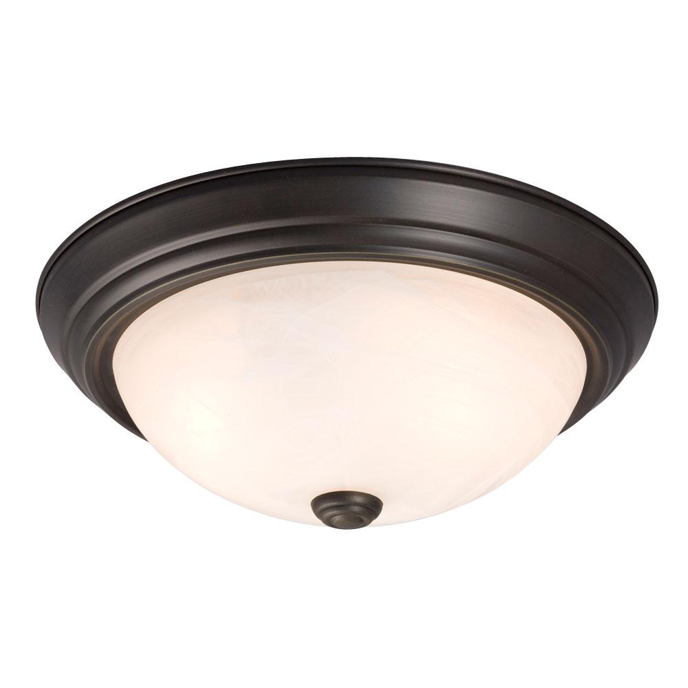 LED Flush Mount Ceiling Light - in Oil Rubbed Bronze finish with Marbled Glass