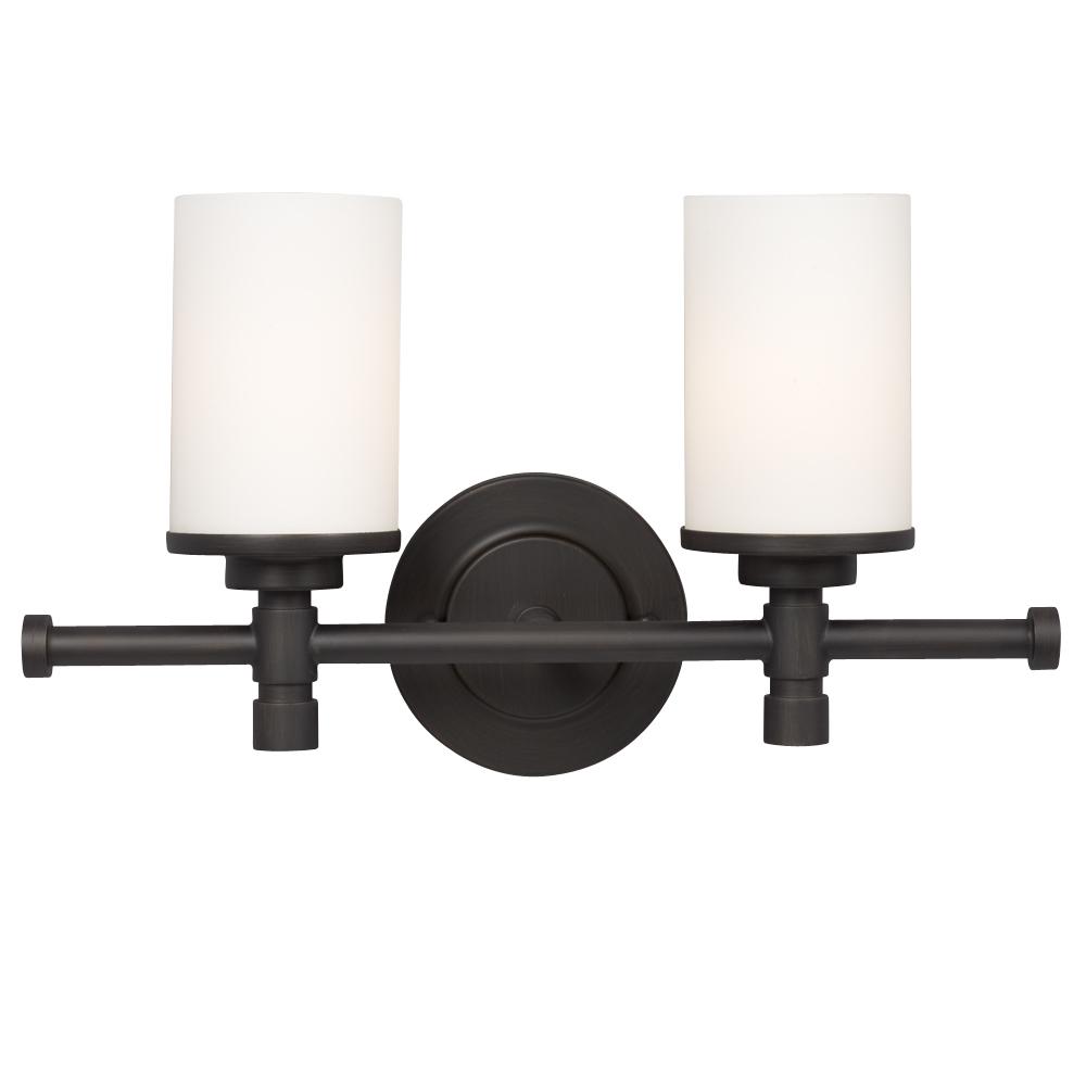 Two Light Vanity - Oil Rubbed Bronze w/ Satin White Glass