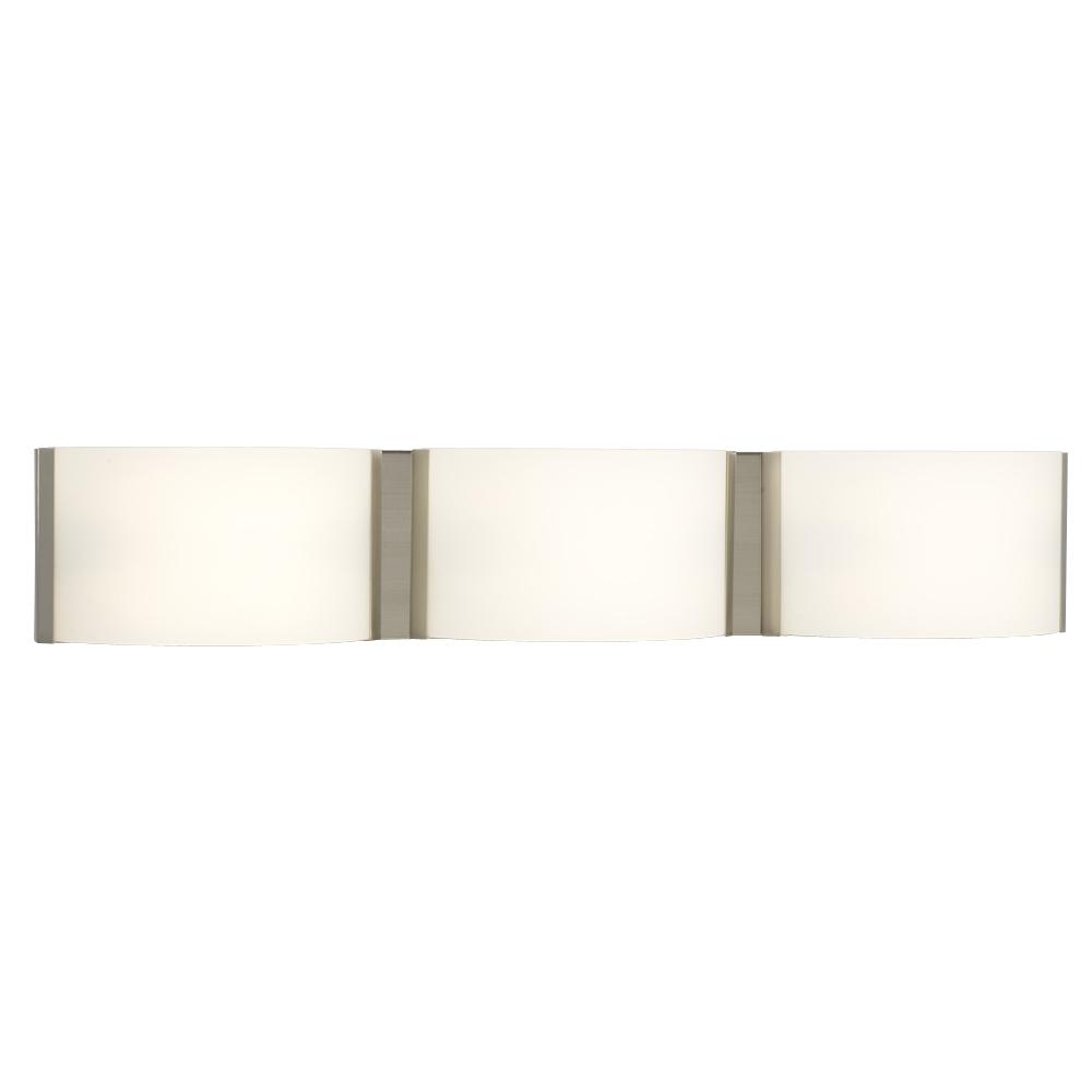 Three Light Vanity - Brushed Nickel w/ Satin White Glass