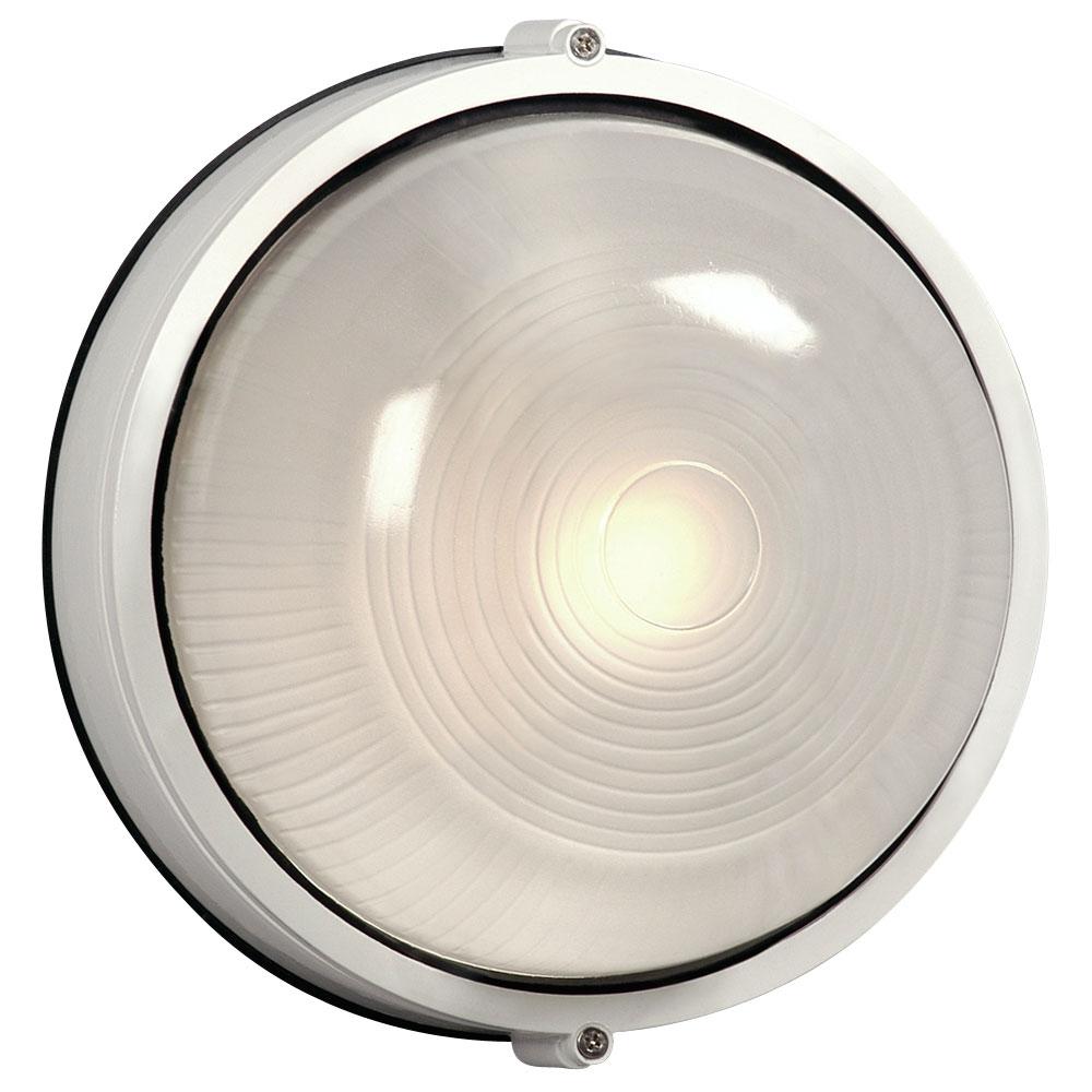 Outdoor Cast Aluminum Marine Light - in White finish with Frosted Glass (Wall or Ceiling Mount)