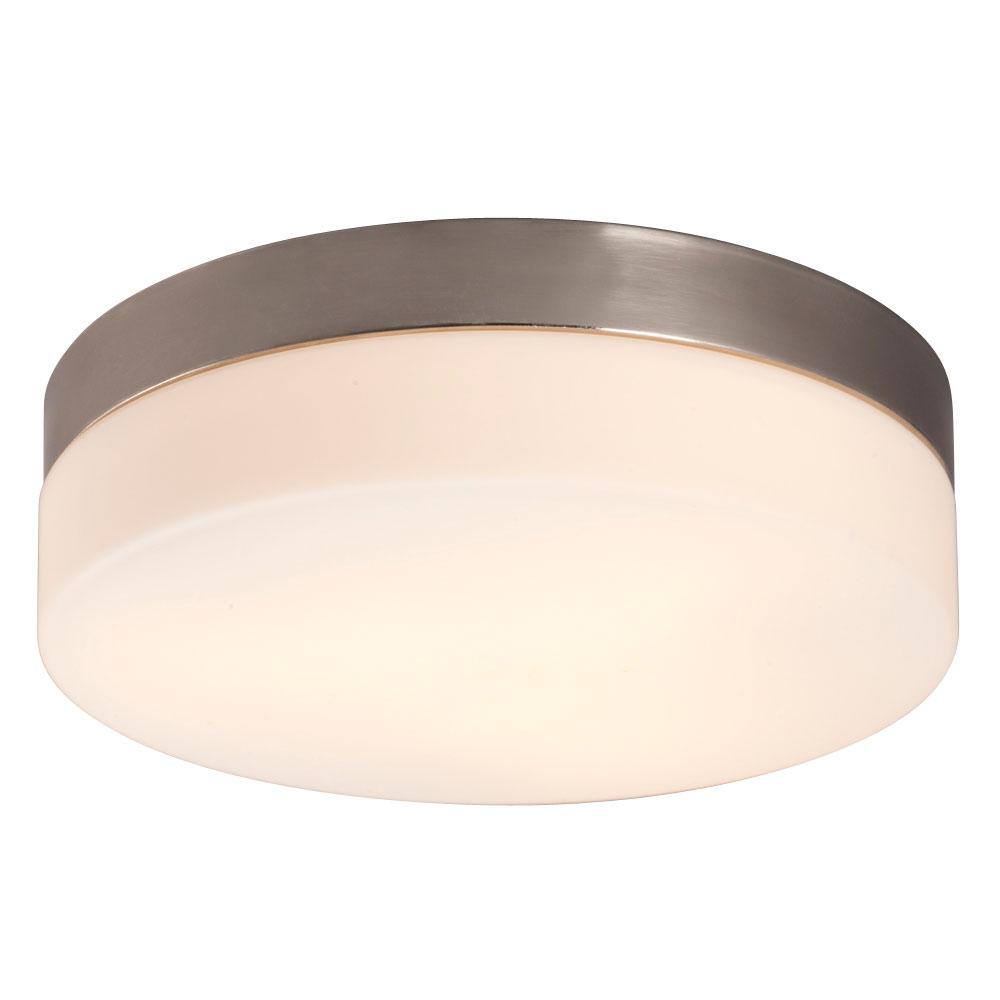 Flush Mount Ceiling Light - in Brushed Nickel finish with Satin White Glass