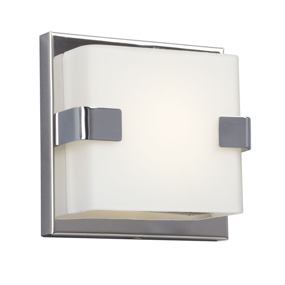 LED Bath & Vanity Light - in Polished Chrome finish with White Glass (Dimmable, 3000K)