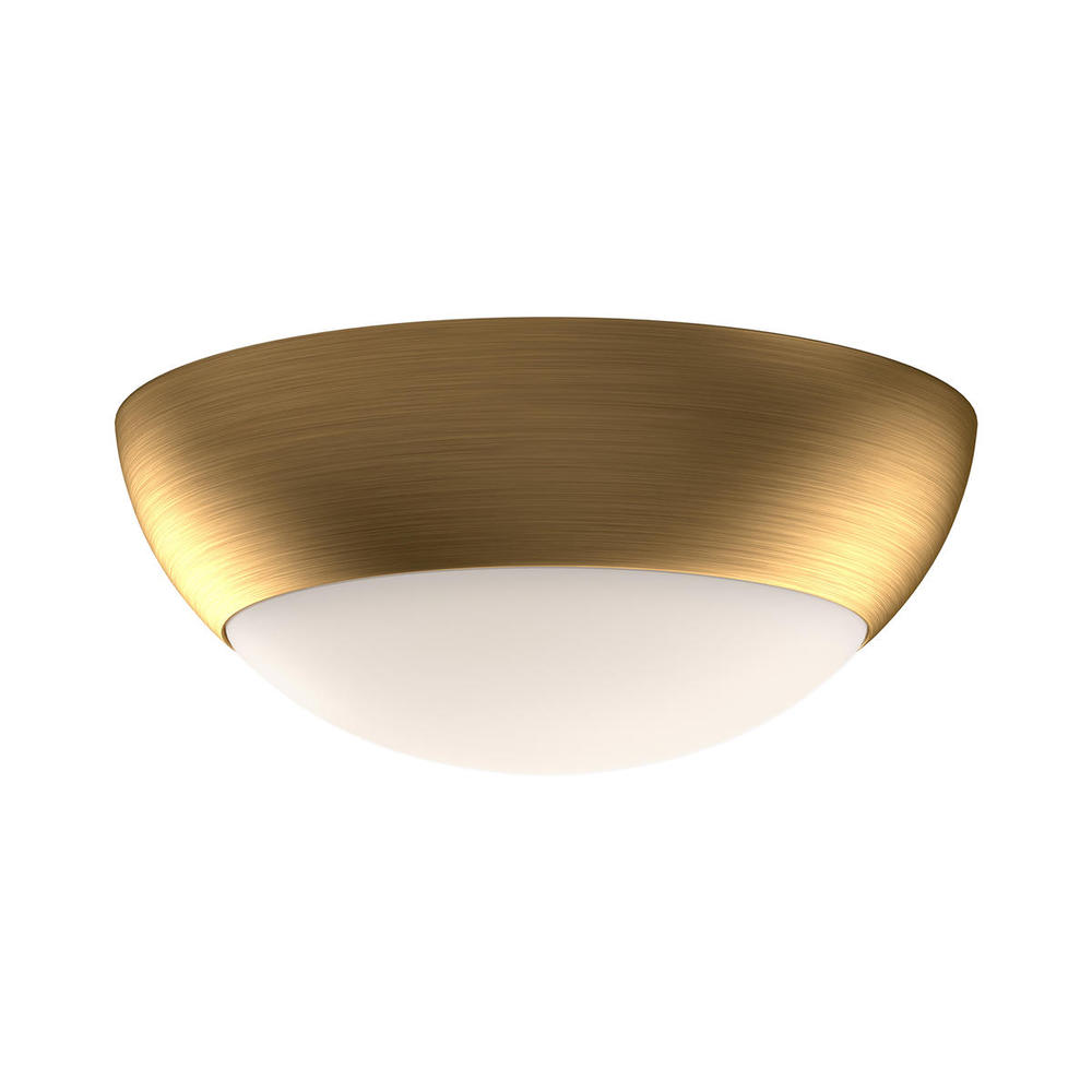 Rubio 11-in Aged Gold/Opal Matte Glass 2 Lights Flush Mount