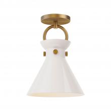 Alora Lighting SF412509AGGO - Emerson 9-in Aged Gold/Glossy Opal Glass 1 Light Semi Flush Mount