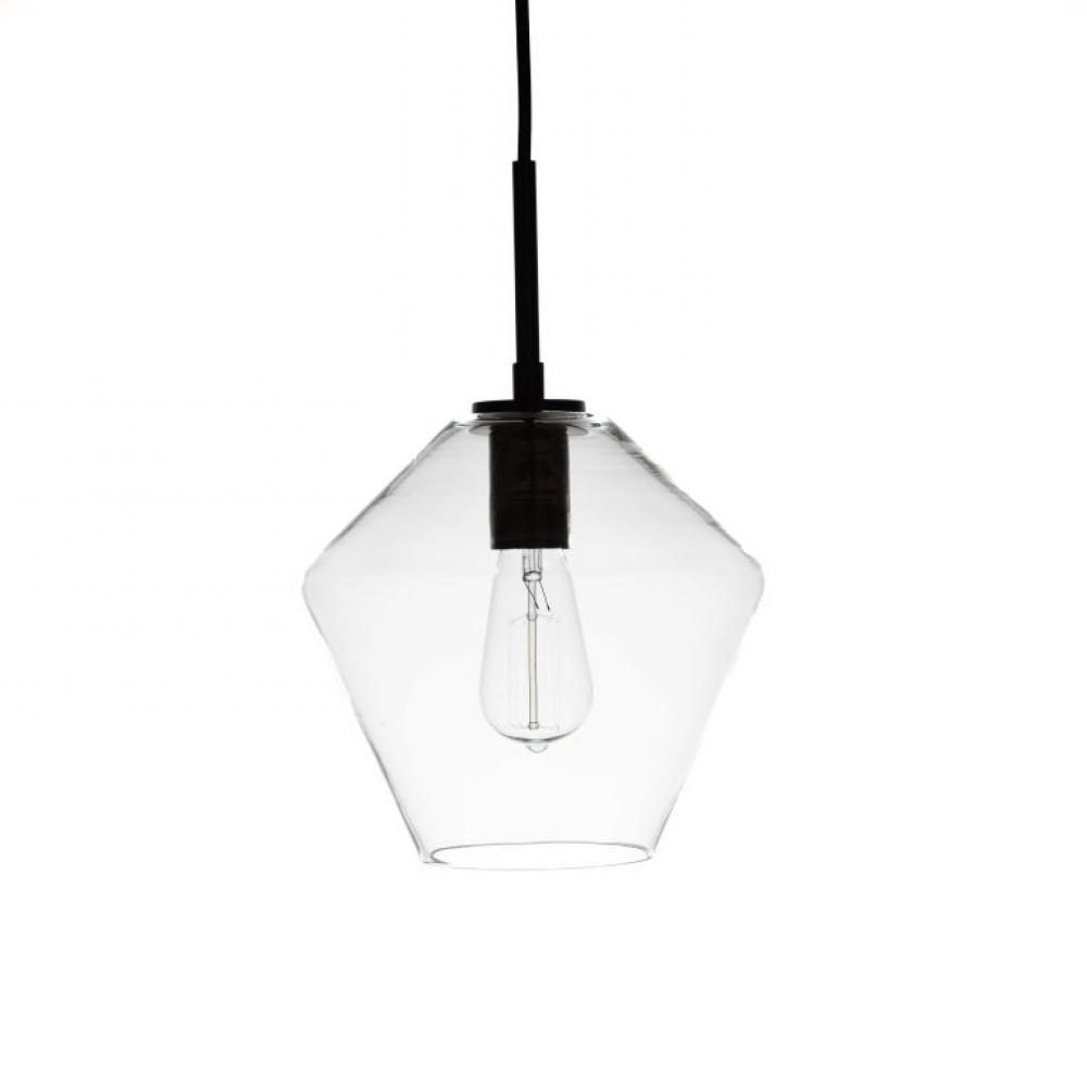 Gladstone - Pendant in Black with Clear Glass