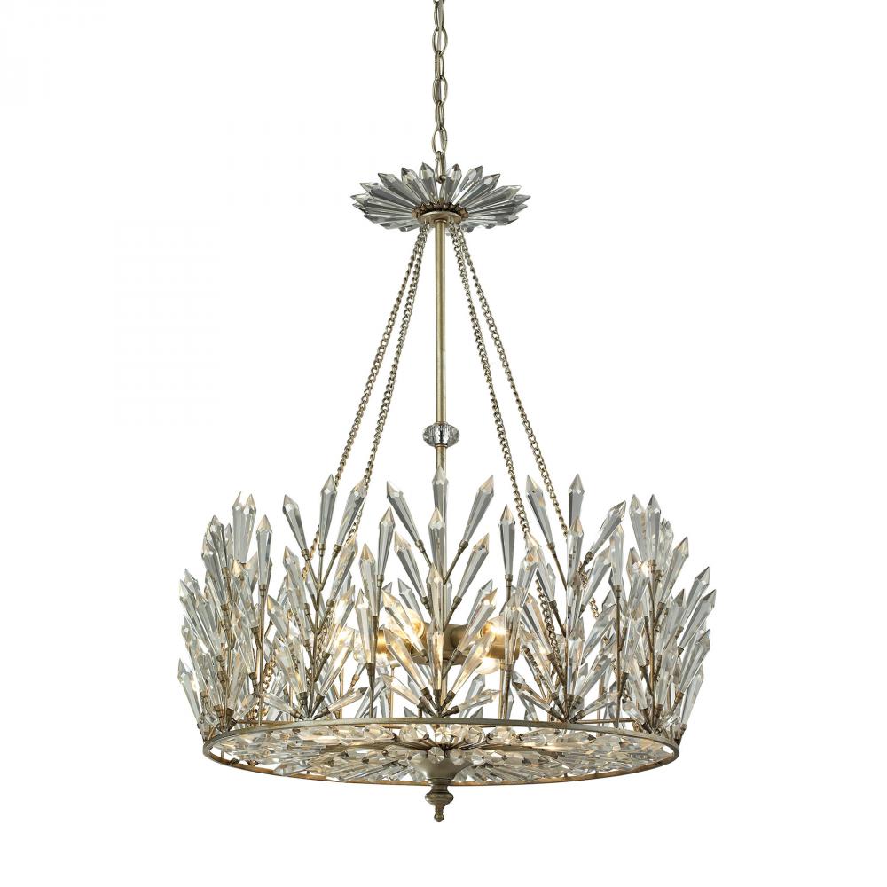 Viva Natura 6 Light Chandelier In Aged Silver